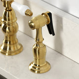 Bel-Air Two-Handle 4-Hole Deck Mount Bridge Kitchen Faucet with Brass Side Sprayer