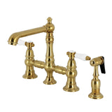 Bel-Air Two-Handle 4-Hole Deck Mount Bridge Kitchen Faucet with Brass Side Sprayer