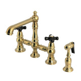 Duchess Two-Handle 4-Hole Deck Mount Bridge Kitchen Faucet with Brass Side Sprayer