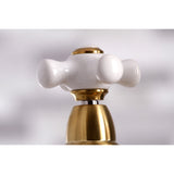 English Country Two-Handle 4-Hole Deck Mount Bridge Kitchen Faucet with Brass Sprayer