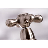 English Country Two-Handle 4-Hole Deck Mount Bridge Kitchen Faucet with Brass Sprayer
