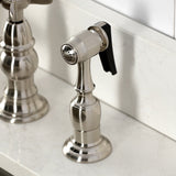 Essex Two-Handle 4-Hole Deck Mount Bridge Kitchen Faucet with Brass Side Sprayer