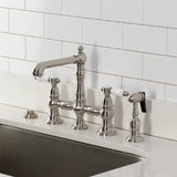 Bel-Air Two-Handle 4-Hole Deck Mount Bridge Kitchen Faucet with Brass Side Sprayer