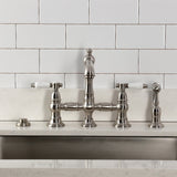 Bel-Air Two-Handle 4-Hole Deck Mount Bridge Kitchen Faucet with Brass Side Sprayer