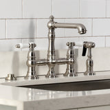 Bel-Air Two-Handle 4-Hole Deck Mount Bridge Kitchen Faucet with Brass Side Sprayer