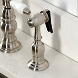 Bel-Air Two-Handle 4-Hole Deck Mount Bridge Kitchen Faucet with Brass Side Sprayer