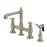 Bel-Air Two-Handle 4-Hole Deck Mount Bridge Kitchen Faucet with Brass Side Sprayer