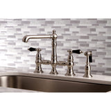 Duchess Two-Handle 4-Hole Deck Mount Bridge Kitchen Faucet with Brass Side Sprayer
