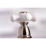 English Country Two-Handle 4-Hole Deck Mount Bridge Kitchen Faucet with Brass Sprayer