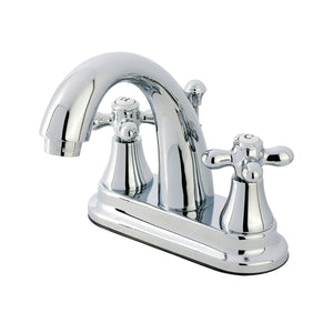 English Vintage Two-Handle 3-Hole Deck Mount 4" Centerset Bathroom Faucet with Brass Pop-Up