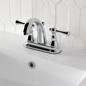 English Vintage Double-Handle 3-Hole Deck Mount 4-Inch Centerset Bathroom Faucet with Brass Pop-Up