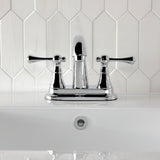 English Vintage Double-Handle 3-Hole Deck Mount 4-Inch Centerset Bathroom Faucet with Brass Pop-Up