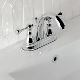 English Vintage Double-Handle 3-Hole Deck Mount 4-Inch Centerset Bathroom Faucet with Brass Pop-Up