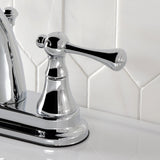 English Vintage Double-Handle 3-Hole Deck Mount 4-Inch Centerset Bathroom Faucet with Brass Pop-Up
