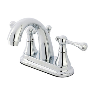 English Vintage Two-Handle 3-Hole Deck Mount 4" Centerset Bathroom Faucet with Brass Pop-Up