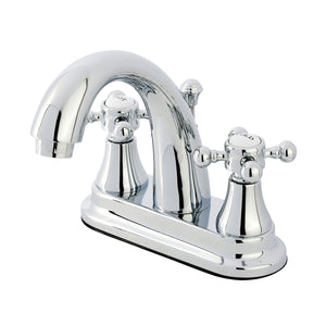 English Vintage Two-Handle 3-Hole Deck Mount 4" Centerset Bathroom Faucet with Brass Pop-Up