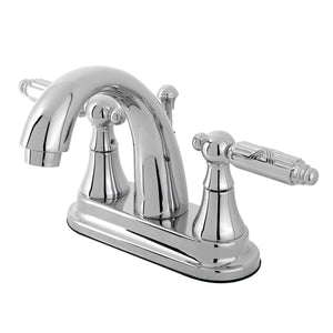 Georgian Two-Handle 3-Hole Deck Mount 4" Centerset Bathroom Faucet with Brass Pop-Up