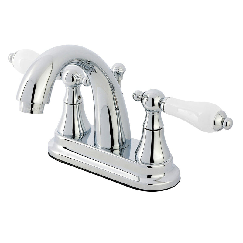 English Vintage Double-Handle 3-Hole Deck Mount 4-Inch Centerset Bathroom Faucet with Brass Pop-Up