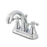 French Country Two-Handle 3-Hole Deck Mount 4" Centerset Bathroom Faucet with Brass Pop-Up