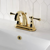 English Vintage Double-Handle 3-Hole Deck Mount 4-Inch Centerset Bathroom Faucet with Brass Pop-Up