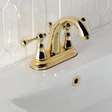 English Vintage Double-Handle 3-Hole Deck Mount 4-Inch Centerset Bathroom Faucet with Brass Pop-Up