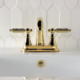 Georgian Double-Handle 3-Hole Deck Mount 4-Inch Centerset Bathroom Faucet with Brass Pop-Up