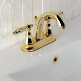 Georgian Double-Handle 3-Hole Deck Mount 4-Inch Centerset Bathroom Faucet with Brass Pop-Up