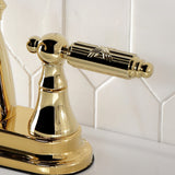 Georgian Double-Handle 3-Hole Deck Mount 4-Inch Centerset Bathroom Faucet with Brass Pop-Up