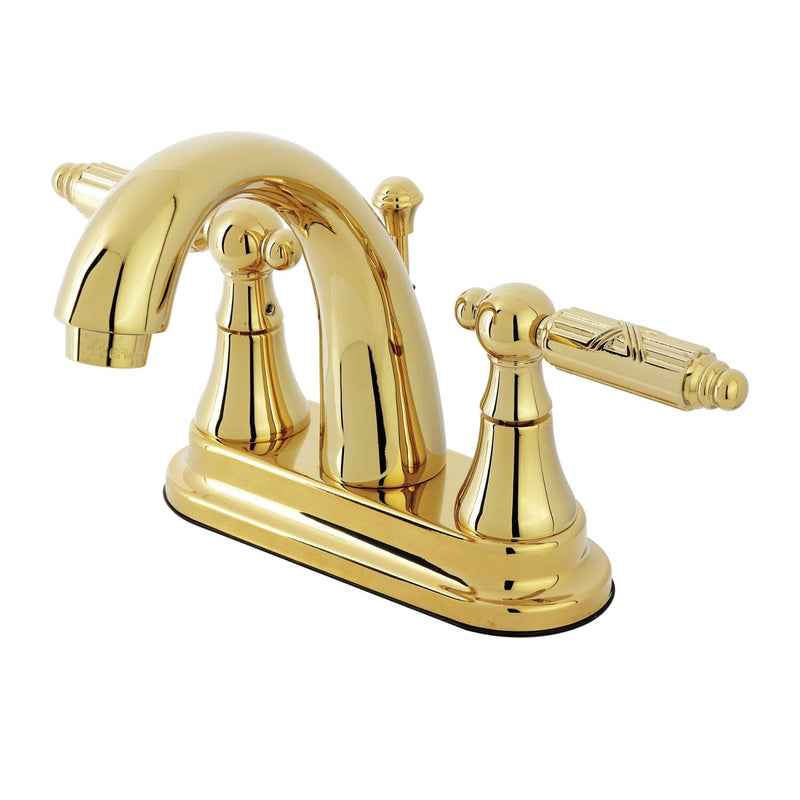 Georgian Double-Handle 3-Hole Deck Mount 4-Inch Centerset Bathroom Faucet with Brass Pop-Up