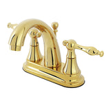 Normandy Two-Handle 3-Hole Deck Mount 4" Centerset Bathroom Faucet with Brass Pop-Up