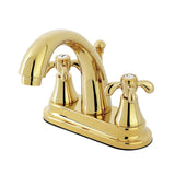 French Country Two-Handle 3-Hole Deck Mount 4" Centerset Bathroom Faucet with Brass Pop-Up