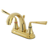 Silver Sage Two-Handle 3-Hole Deck Mount 4" Centerset Bathroom Faucet with Brass Pop-Up