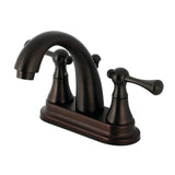English Vintage Double-Handle 3-Hole Deck Mount 4-Inch Centerset Bathroom Faucet with Brass Pop-Up