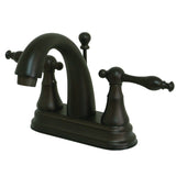 Normandy Two-Handle 3-Hole Deck Mount 4" Centerset Bathroom Faucet with Brass Pop-Up