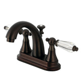 Wilshire Two-Handle 3-Hole Deck Mount 4" Centerset Bathroom Faucet with Brass Pop-Up