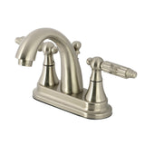 Georgian Double-Handle 3-Hole Deck Mount 4-Inch Centerset Bathroom Faucet with Brass Pop-Up