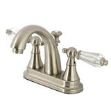 Wilshire Two-Handle 3-Hole Deck Mount 4" Centerset Bathroom Faucet with Brass Pop-Up