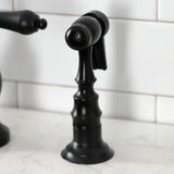 Heirloom Two-Handle 3-Hole Deck Mount Bridge Kitchen Faucet with Brass Side Sprayer