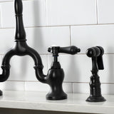 Heirloom Two-Handle 3-Hole Deck Mount Bridge Kitchen Faucet with Brass Side Sprayer