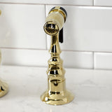 English Country Two-Handle 3-Hole Deck Mount Bridge Kitchen Faucet with Brass Side Sprayer