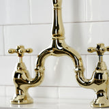 English Country Two-Handle 3-Hole Deck Mount Bridge Kitchen Faucet with Brass Side Sprayer