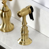 English Country Two-Handle 3-Hole Deck Mount Bridge Kitchen Faucet with Brass Side Sprayer