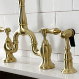 Heirloom Two-Handle 3-Hole Deck Mount Bridge Kitchen Faucet with Brass Side Sprayer