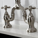 English Country Two-Handle 3-Hole Deck Mount Bridge Kitchen Faucet with Brass Side Sprayer