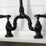 Heirloom Two-Handle 3-Hole Deck Mount Bridge Kitchen Faucet with Brass Side Sprayer