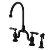 Heirloom Two-Handle 3-Hole Deck Mount Bridge Kitchen Faucet with Brass Side Sprayer