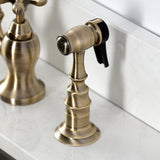 English Country Two-Handle 3-Hole Deck Mount Bridge Kitchen Faucet with Brass Side Sprayer
