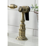 Tudor Two-Handle 3-Hole Deck Mount Bridge Kitchen Faucet with Brass Side Sprayer