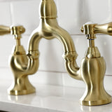 Heirloom Two-Handle 3-Hole Deck Mount Bridge Kitchen Faucet with Brass Side Sprayer