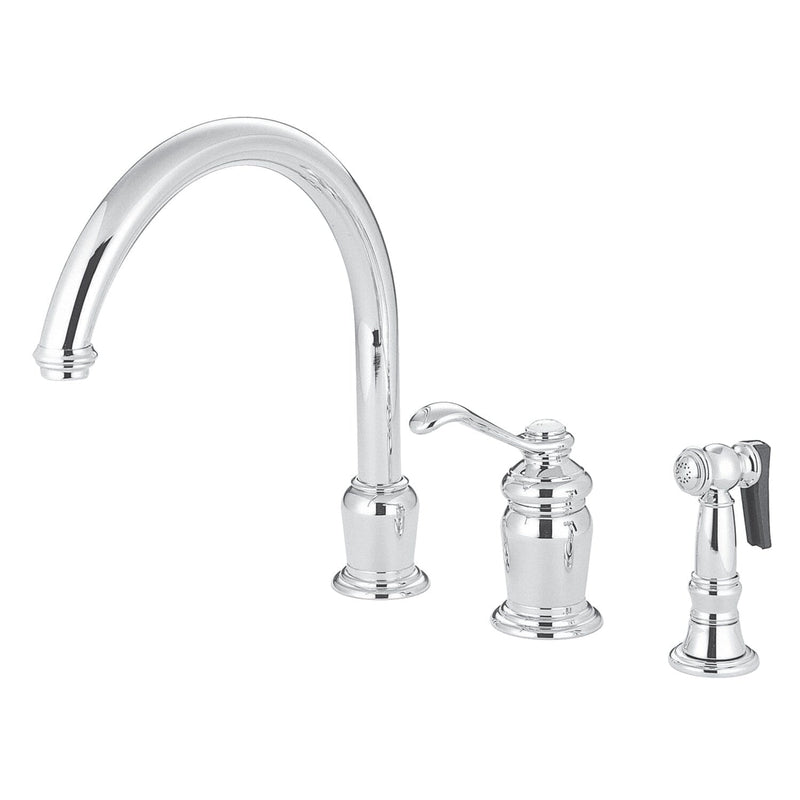 Templeton Single-Handle 3-Hole Widespread Kitchen Faucet with Brass Sprayer